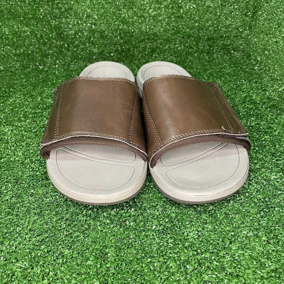 Mens Vionic Stanley Brown Leather Orthotic Slide Comfort Sandals US Size 7 - Picture 3 of 10